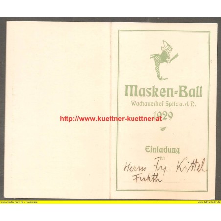 Einladung Masken-Ball Wachauerhof Spitz 1929 