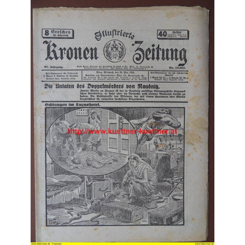 Illustrierte Kronen Zeitung Wien, MIttwoch, den 20. Mai 1936 