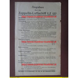 Flugblatt - Angaben über das Zeppelin-Luftschiff LZ 127 