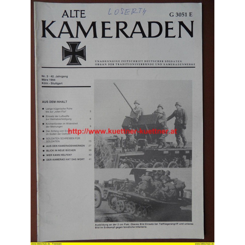 Alte Kameraden - Zeitschrift Deutscher Soldaten Nr. 03 - 1994