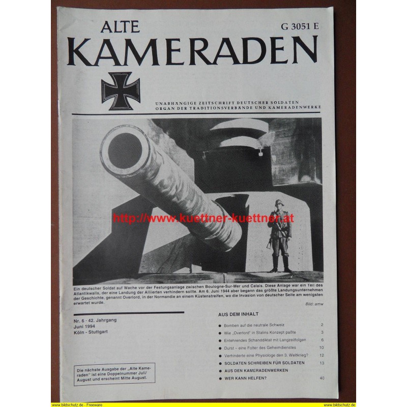 Alte Kameraden - Zeitschrift Deutscher Soldaten Nr. 06 - 1994