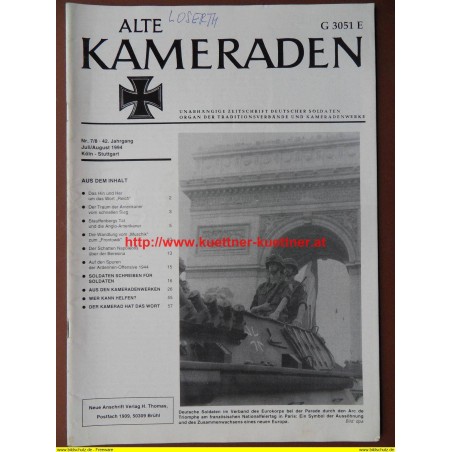 Alte Kameraden - Zeitschrift Deutscher Soldaten Nr. 07/08 - 1994