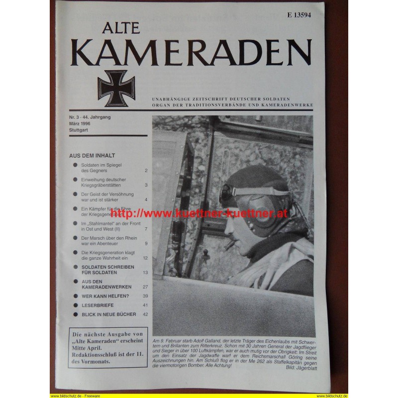 Alte Kameraden - Zeitschrift Deutscher Soldaten Nr. 03 - 1996