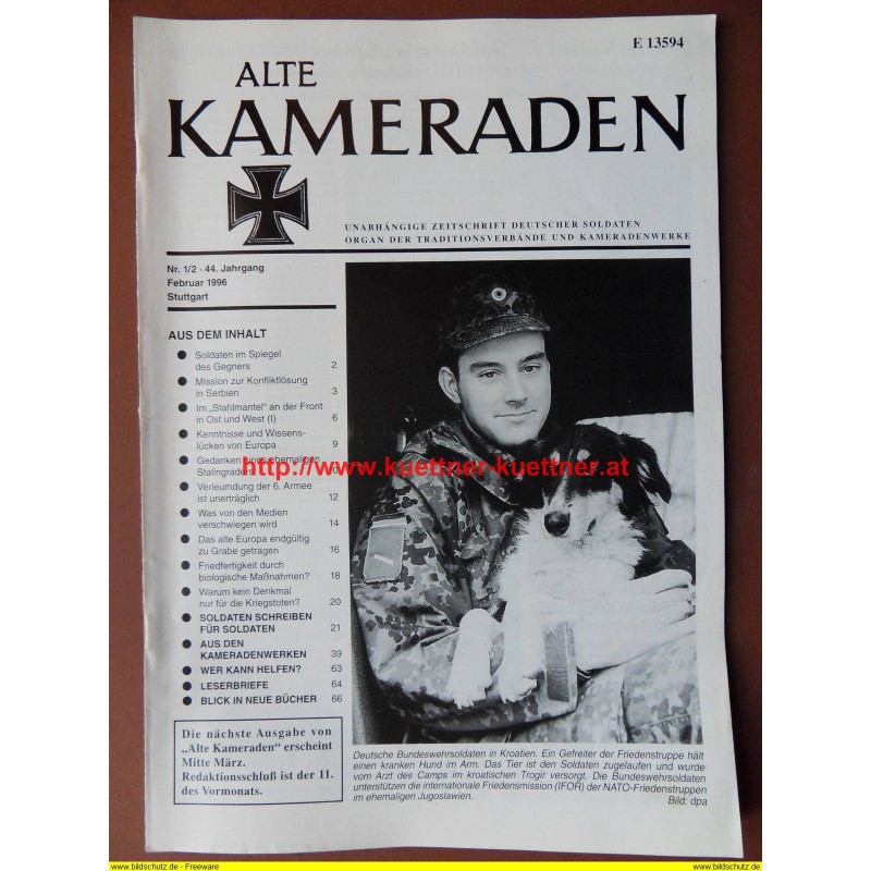 Alte Kameraden - Zeitschrift Deutscher Soldaten Nr. 1/2 - 1996