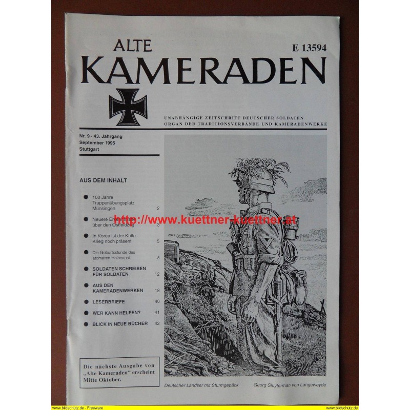 Alte Kameraden - Zeitschrift Deutscher Soldaten Nr. 9 - 1995