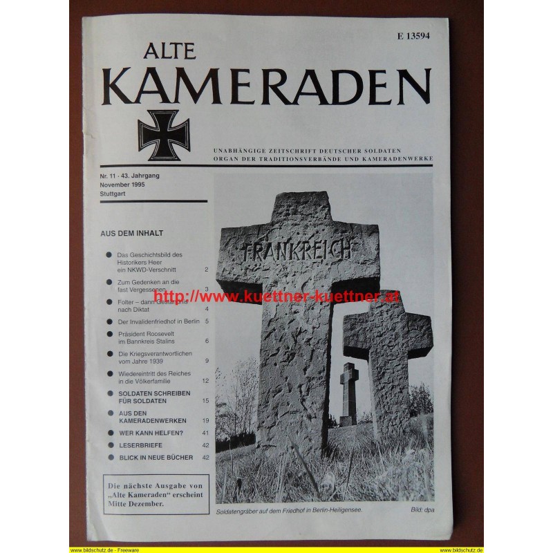 Alte Kameraden - Zeitschrift Deutscher Soldaten Nr. 11 - 1995