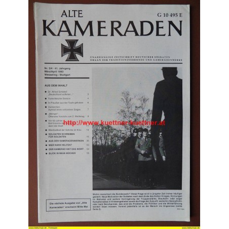 Alte Kameraden - Zeitschrift Deutscher Soldaten Nr. 3/4 - 1993