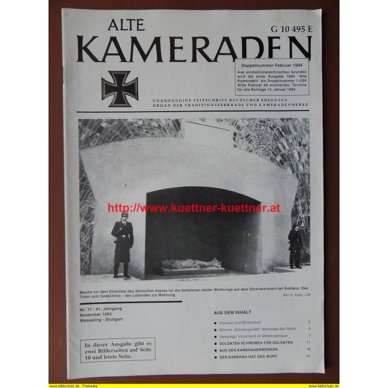 Alte Kameraden - Zeitschrift Deutscher Soldaten Nr. 11 - 1993