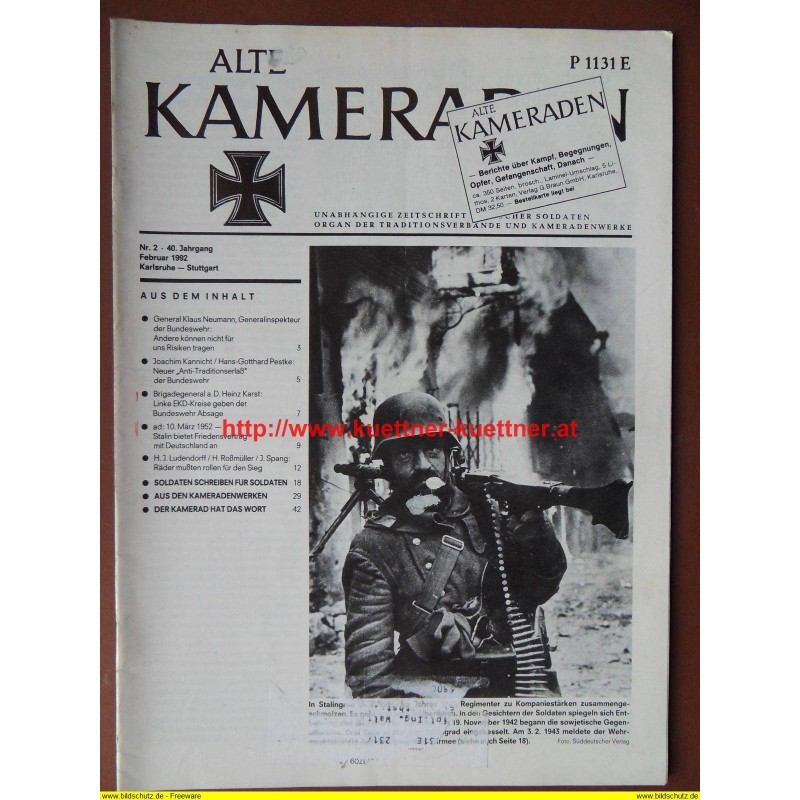 Alte Kameraden - Zeitschrift Deutscher Soldaten Nr. 2 - 1992