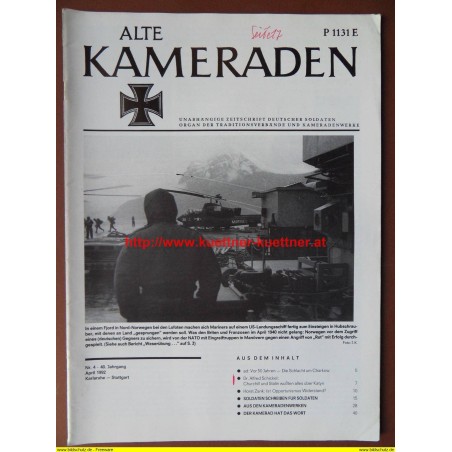 Alte Kameraden - Zeitschrift Deutscher Soldaten Nr. 4 - 1992