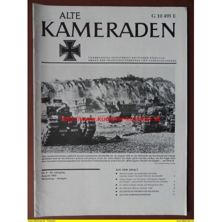 Alte Kameraden - Zeitschrift Deutscher Soldaten Nr. 8 - 1992