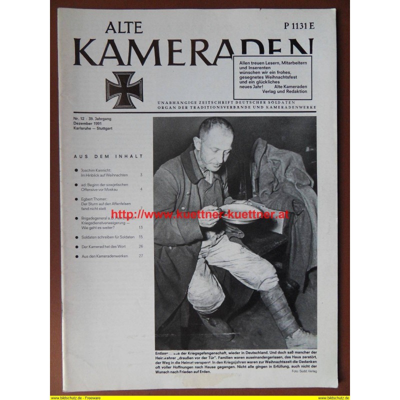 Alte Kameraden - Zeitschrift Deutscher Soldaten Nr. 12 - 1991