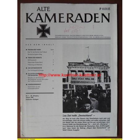 Alte Kameraden - Zeitschrift Deutscher Soldaten Nr. 1 - 1990