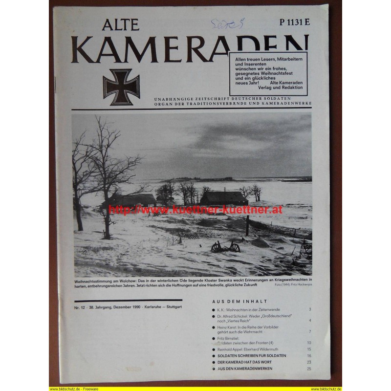 Alte Kameraden - Zeitschrift Deutscher Soldaten Nr. 12 - 1990