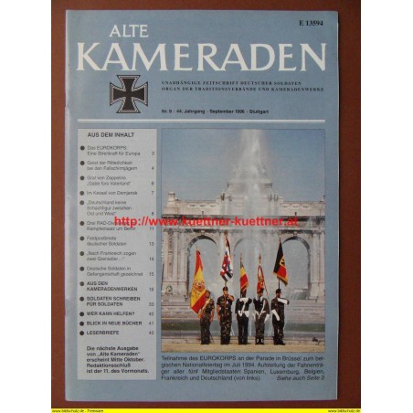 Alte Kameraden - Zeitschrift Deutscher Soldaten Nr. 9 - 1996