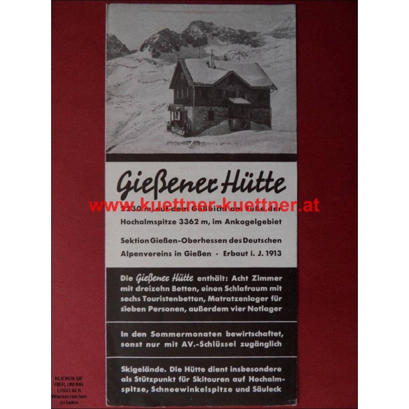 Prospekt Gießener Huette 1938