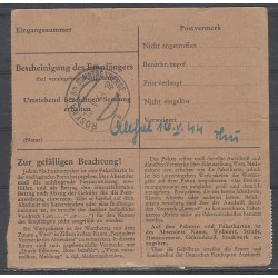 Paketkarte Iserwald nach Sonntagsberg, Post Rosenau, ND