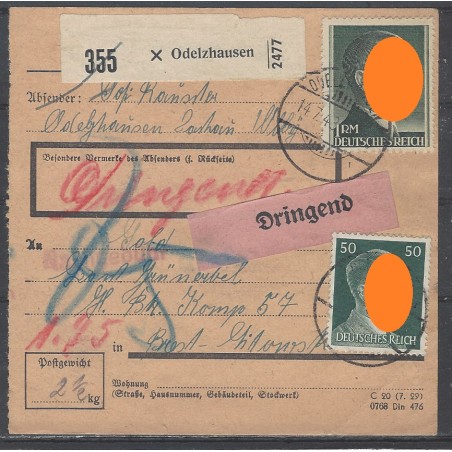 Paketkarte Odelzhausen nach Brest-Litowsk, H.B.K. 57