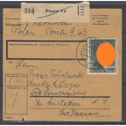 Paketkarte Posen nach Sonntagsberg, Post Rosenau, ND