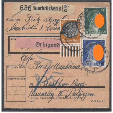 Paketkarte Saarbrücken 3 nach Brest am Bug