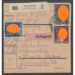 Paketkarte Wegscheid (Niederbay) nach Wien, Klosterneuburg