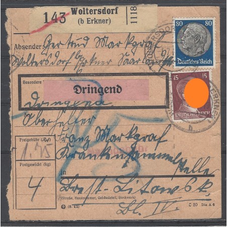 Paketkarte Woltersdorf (b Erkner) nach Brest-Litowsk