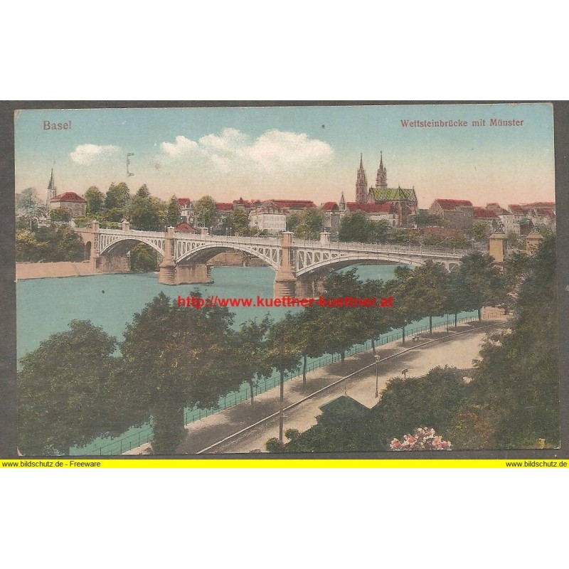 AK - Basel - Wettsteinbrücke mit Münster