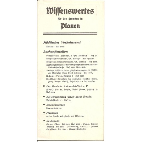 Prospekt Plauen - Wissenswertes (1937)