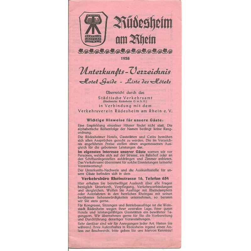 Prospekt Ruedesheim am Rhein - 1958