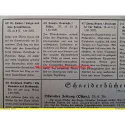 Werbung - Stundenplan 1938 / 25 Jahre Schneider-Bücher