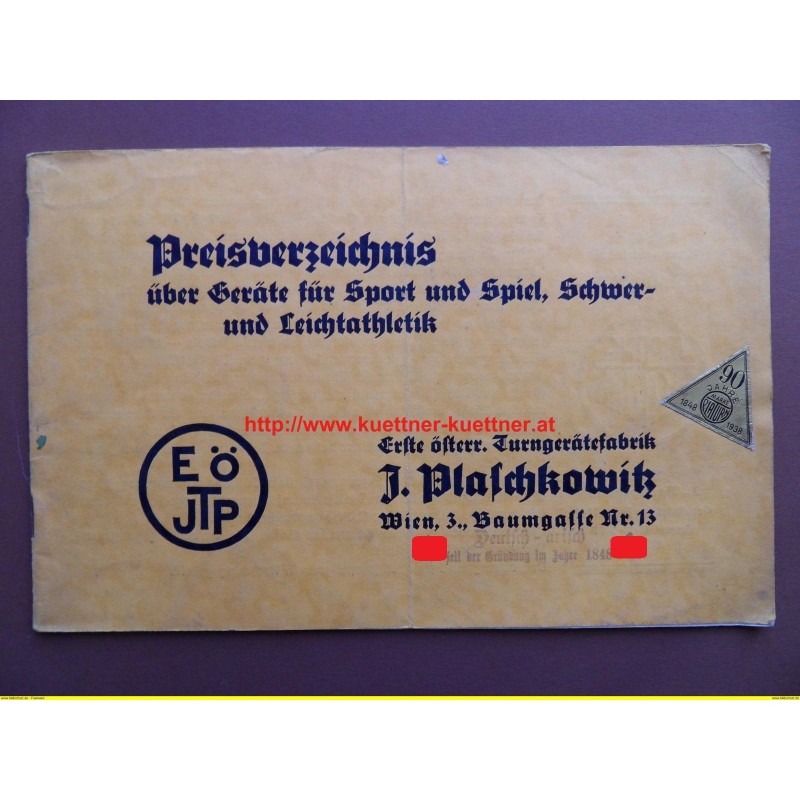 Preisliste über Geräte für Sport und Spiel 1938